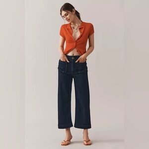 NWT! Anthropologie The Colette Scallop-Pocket Crop Wide-Leg Jeans by Maeve🎤